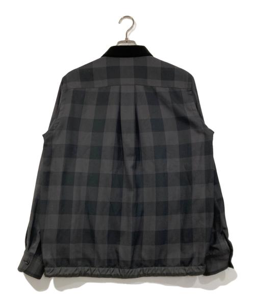 sacai（サカイ）sacai (サカイ) ドローコードバッファローチェックシャツジャケット グレー サイズ:2の古着・服飾アイテム