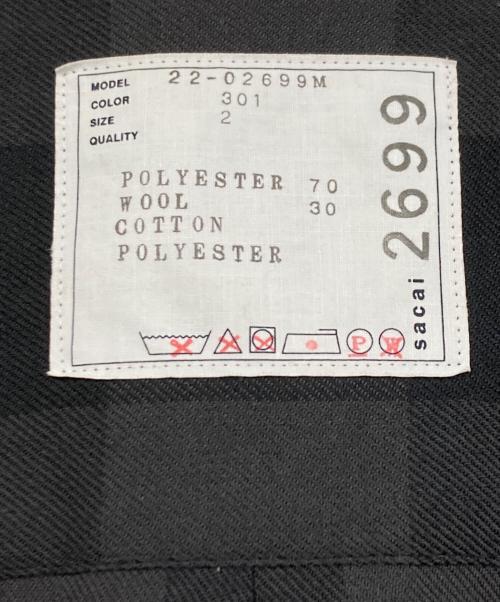 sacai（サカイ）sacai (サカイ) ドローコードバッファローチェックシャツジャケット グレー サイズ:2の古着・服飾アイテム