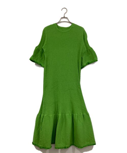 HaaT（ハート）Haat (ハート イッセイ ミヤケ) プリーツフレアワンピース グリーン サイズ:2の古着・服飾アイテム