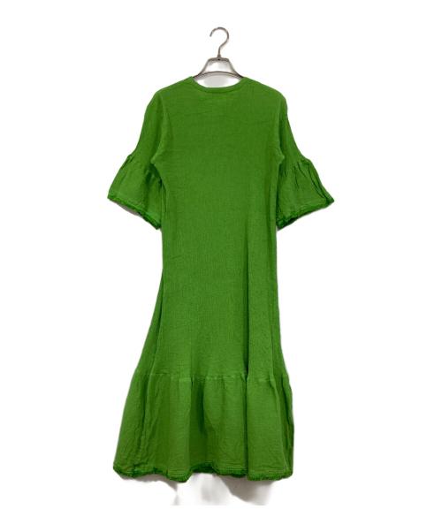 HaaT（ハート）Haat (ハート イッセイ ミヤケ) プリーツフレアワンピース グリーン サイズ:2の古着・服飾アイテム