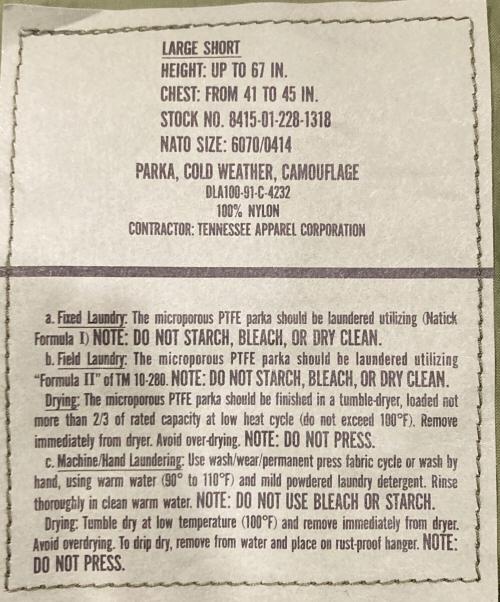 US ARMY（ユーエスアーミー）US ARMY (ユーエスアーミー) ECWCS GORE-TEX GEN1 グリーン サイズ:Lの古着・服飾アイテム