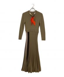 Diagram（ダイアグラム）の古着「スカーフネックニットワンピース」｜カーキ