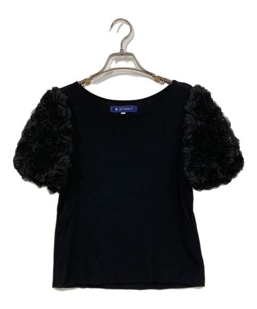 M'S GRACY（エムズグレイシー）M'S GRACY (エムズグレイシー) カメリアデザインカットソー ブラック サイズ:40の古着・服飾アイテム