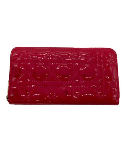 Christian Dior（クリスチャン ディオール）Christian Dior (クリスチャン ディオール) パテントラウンドジップウォレット ピンクの古着・服飾アイテム