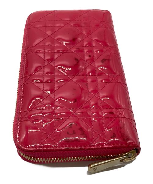 Christian Dior（クリスチャン ディオール）Christian Dior (クリスチャン ディオール) パテントラウンドジップウォレット ピンクの古着・服飾アイテム