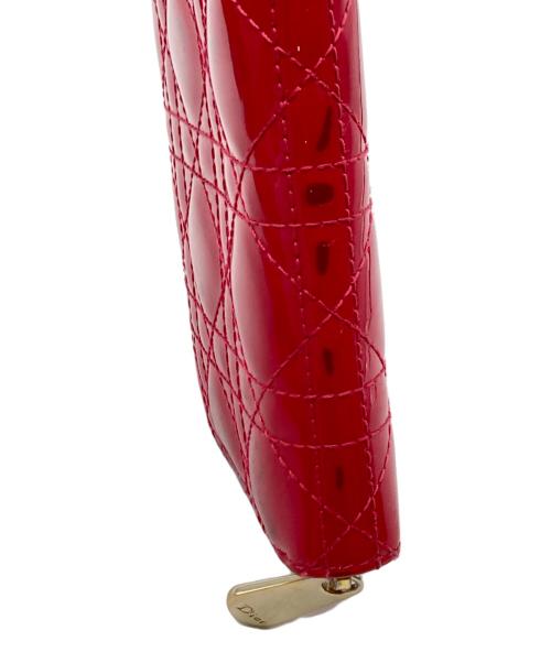 Christian Dior（クリスチャン ディオール）Christian Dior (クリスチャン ディオール) パテントラウンドジップウォレット ピンクの古着・服飾アイテム