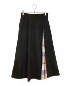 BLUE LABEL CRESTBRIDGEブルーレーベルクレストブリッジ）の古着「ドビークロススカート」｜ブラック×ベージュ