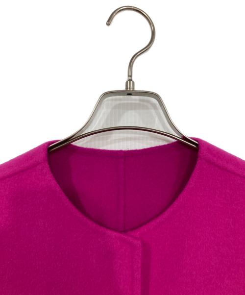 DRAWER（ドゥロワー）DRAWER (ドゥロワー) ウールリバーノーカラーコート ピンク サイズ:34の古着・服飾アイテム