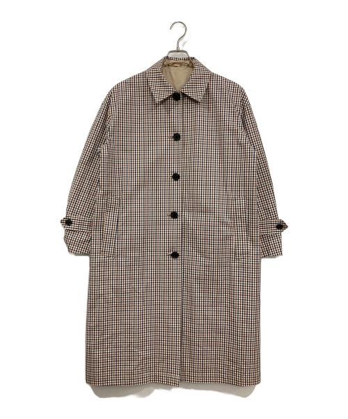 Aquascutum（アクアスキュータム）Aquascutum (アクアスキュータム) チェックリバーシブルコート ベージュ サイズ:8の古着・服飾アイテム