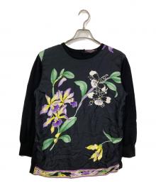 LEONARD FASHION（レオナールファッション）の古着「切替花柄ニット」｜ブラック