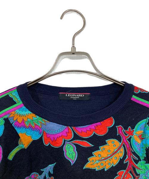 LEONARD FASHION（レオナールファッション）LEONARD FASHION (レオナールファッション) 切替ニット ネイビー サイズ:Mの古着・服飾アイテム