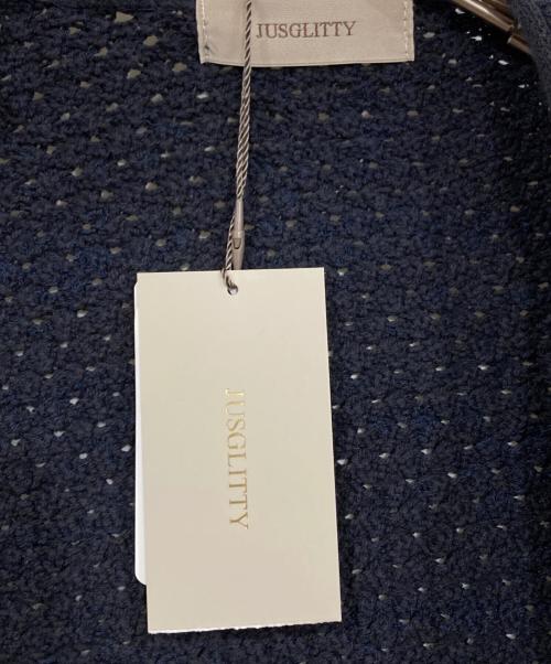 JUSGLITTY（ジャスグリッティー）JUSGLITTY (ジャスグリッティー) パール付ニットジャケット ネイビー サイズ:2 未使用品の古着・服飾アイテム