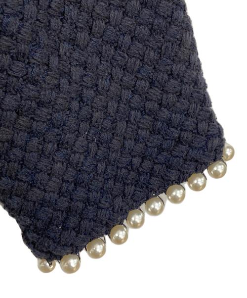 JUSGLITTY（ジャスグリッティー）JUSGLITTY (ジャスグリッティー) パール付ニットジャケット ネイビー サイズ:2 未使用品の古着・服飾アイテム