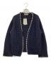 JUSGLITTY（ジャスグリッティー）の古着「パール付ニットジャケット」｜ネイビー