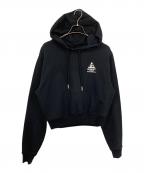 OFFWHITEオフホワイト）の古着「バックアローフラワープリント ショート丈パーカー」｜ブラック