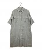MARGARET HOWELLマーガレットハウエル）の古着「DENSE FINE LINEN POPLIN/シャツワンピース」｜ミントグリーン