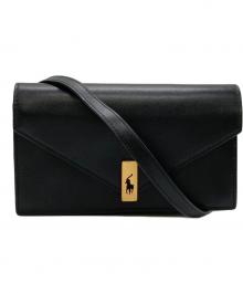 POLO RALPH LAUREN（ポロ・ラルフローレン）の古着「レザーチェーンショルダーバッグ」｜ブラック