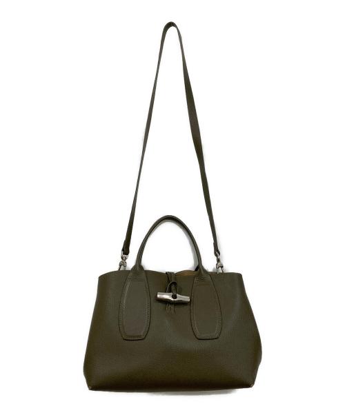 LONGCHAMP（ロンシャン）LONGCHAMP (ロンシャン) ROSEAU TOP HANDLE BAG グリーンの古着・服飾アイテム