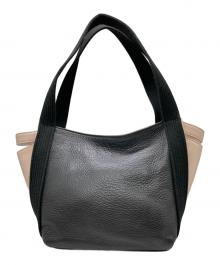 GIANNI CHIARINI（ジャンニ キアリーニ）の古着「アジアバイカラートートバッグ」｜ブラック×ベージュ