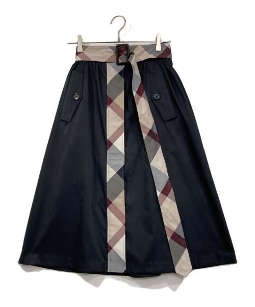 BLUE LABEL CRESTBRIDGE（ブルーレーベルクレストブリッジ）BLUE LABEL CRESTBRIDGE (ブルーレーベルクレストブリッジ) チェックロングスカート ブラック サイズ:36の古着・服飾アイテム