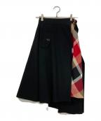 BLUE LABEL CRESTBRIDGEブルーレーベルクレストブリッジ）の古着「レイヤードチェックスカート」｜ブラック×レッド