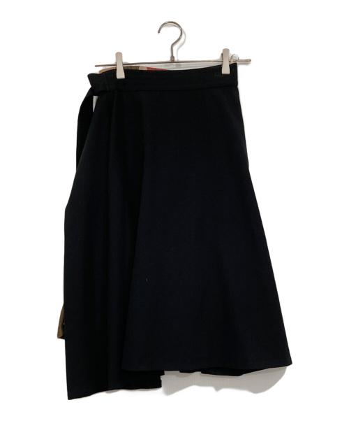 BLUE LABEL CRESTBRIDGE（ブルーレーベルクレストブリッジ）BLUE LABEL CRESTBRIDGE (ブルーレーベルクレストブリッジ) レイヤードチェックスカート ブラック×レッド サイズ:34の古着・服飾アイテム