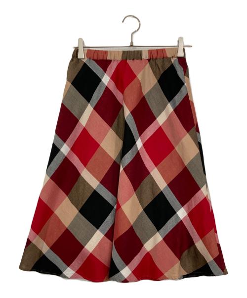 BLUE LABEL CRESTBRIDGE（ブルーレーベルクレストブリッジ）BLUE LABEL CRESTBRIDGE (ブルーレーベルクレストブリッジ) レイヤードチェックスカート ブラック×レッド サイズ:34の古着・服飾アイテム