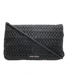 MIU MIU（ミュウミュウ）の古着「ナッパクリスタルワンショルダーバッグ」｜ブラック