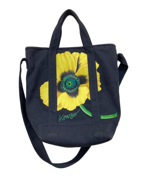 KENZO（ケンゾー）KENZO (ケンゾー) フラワーデザインキャンパストートバッグ ネイビーの古着・服飾アイテム