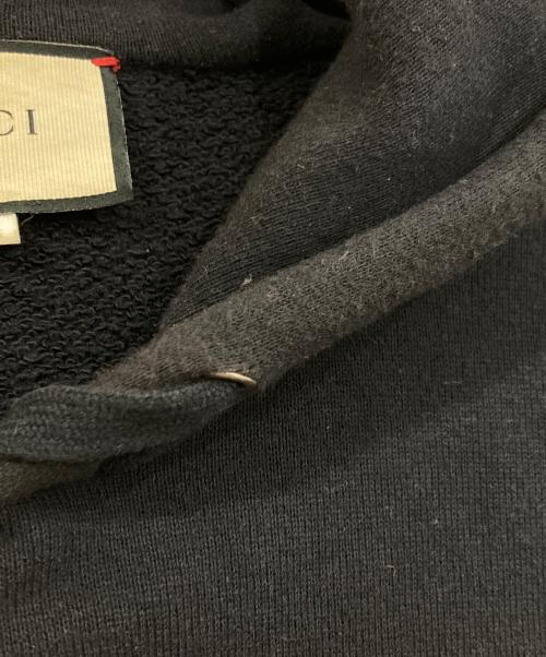 GUCCI（グッチ）GUCCI (グッチ) ヴィンテージ加工オールドロゴプリントスウェットパーカー ブラック サイズ:XSの古着・服飾アイテム
