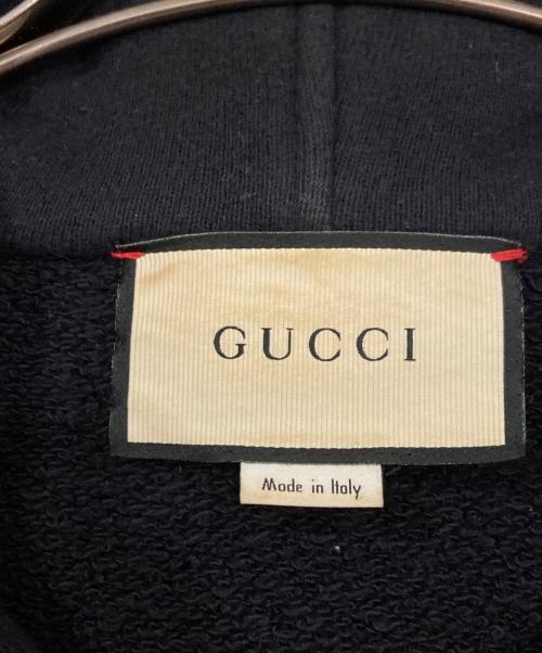 GUCCI（グッチ）GUCCI (グッチ) ヴィンテージ加工オールドロゴプリントスウェットパーカー ブラック サイズ:XSの古着・服飾アイテム