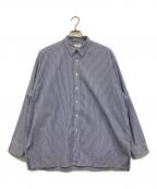 Graphpaperグラフペーパー）の古着「High Count Regular Collar Shirt STRIPE」｜ブルー