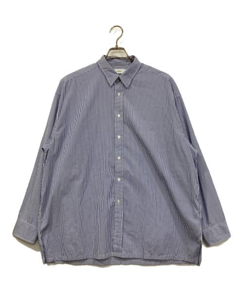 Graphpaper（グラフペーパー）Graphpaper (グラフペーパー) High Count Regular Collar Shirt STRIPE ブルー サイズ:O/Sの古着・服飾アイテム