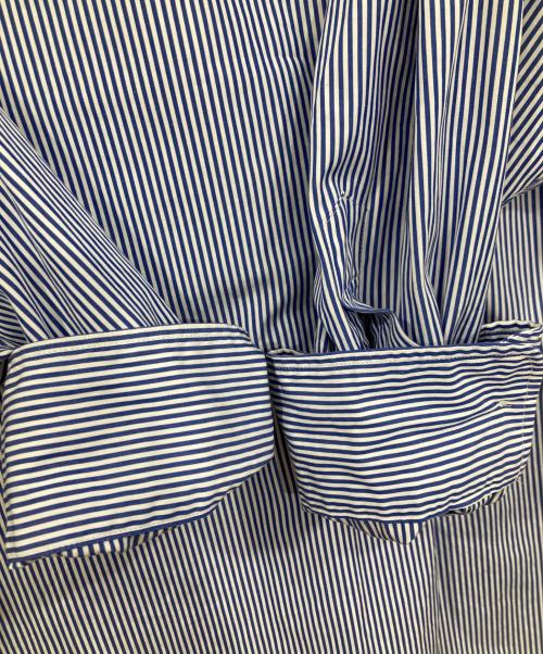 Graphpaper（グラフペーパー）Graphpaper (グラフペーパー) High Count Regular Collar Shirt STRIPE ブルー サイズ:O/Sの古着・服飾アイテム
