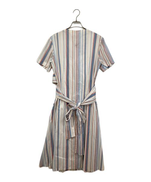 BOSS HUGO BOSS（ボス ヒューゴボス）BOSS HUGO BOSS (ボス ヒューゴボス) 半袖ストライプワンピース ホワイト サイズ:42の古着・服飾アイテム