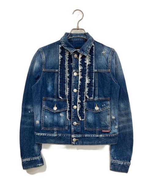 DSQUARED2（ディースクエアード）DSQUARED2 (ディースクエアード) デニムフリルジャケット インディゴ サイズ:40の古着・服飾アイテム