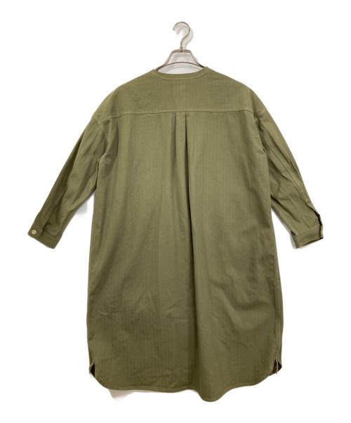 HOUSTON（ヒューストン）HOUSTON (ヒューストン) ヘリンボーンツイル ヴィンテージ ワークワンピース カーキ 未使用品の古着・服飾アイテム