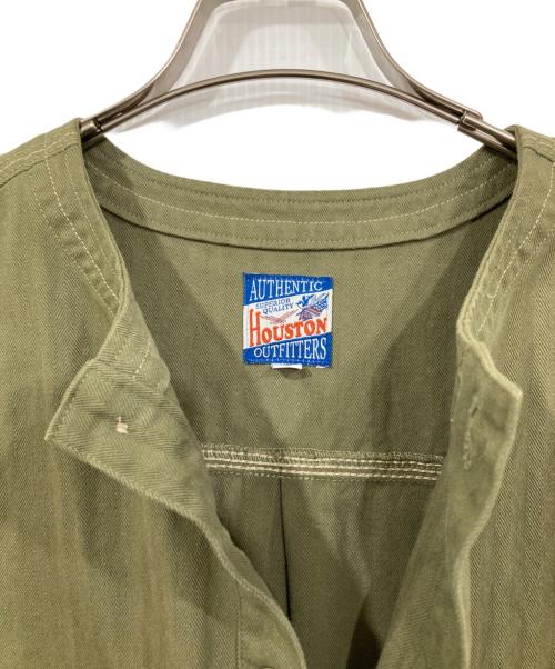 HOUSTON（ヒューストン）HOUSTON (ヒューストン) ヘリンボーンツイル ヴィンテージ ワークワンピース カーキ 未使用品の古着・服飾アイテム