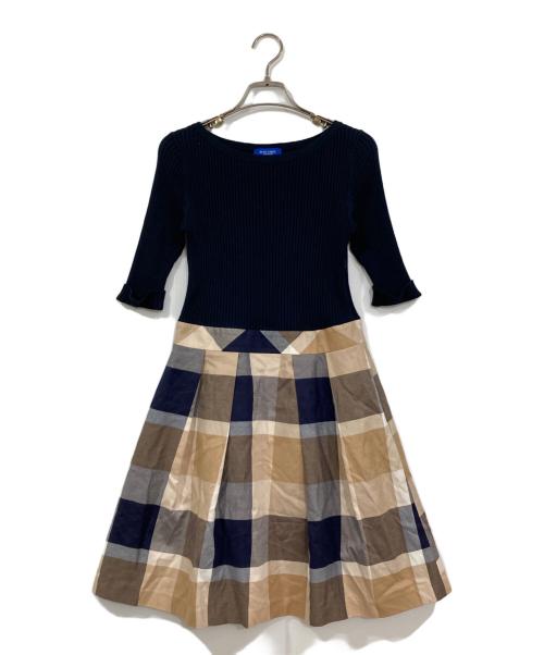 BLUE LABEL CRESTBRIDGE（ブルーレーベルクレストブリッジ）BLUE LABEL CRESTBRIDGE (ブルーレーベルクレストブリッジ) ドッキングワンピース ネイビー サイズ:38の古着・服飾アイテム