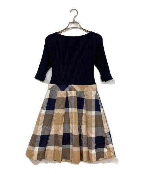BLUE LABEL CRESTBRIDGE（ブルーレーベルクレストブリッジ）BLUE LABEL CRESTBRIDGE (ブルーレーベルクレストブリッジ) ドッキングワンピース ネイビー サイズ:38の古着・服飾アイテム