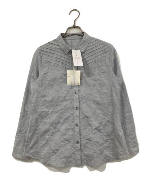 GIANNI LO GIUDICE（ジャンニ ロ ジュディチェ）GIANNI LO GIUDICE (ジャンニ ロ ジュディチェ) コットンリネンドット柄ピンタックブラウス ブルー サイズ:36の古着・服飾アイテム