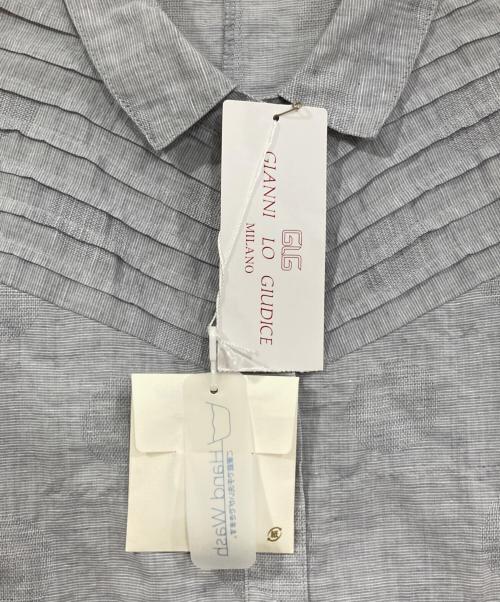 GIANNI LO GIUDICE（ジャンニ ロ ジュディチェ）GIANNI LO GIUDICE (ジャンニ ロ ジュディチェ) コットンリネンドット柄ピンタックブラウス ブルー サイズ:36の古着・服飾アイテム