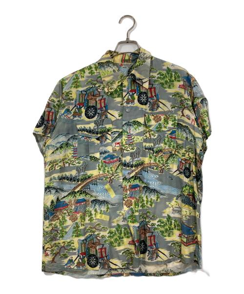 SUN BROS & CO（サンブロス アンド カンパニー）SUN BROS & CO (サンブロス アンド カンパニー) 50's和柄アロハシャツ グリーン サイズ:実寸サイズ参照の古着・服飾アイテム