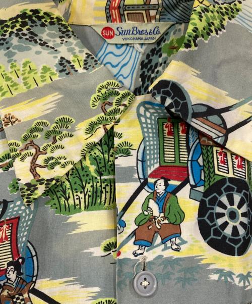 SUN BROS & CO（サンブロス アンド カンパニー）SUN BROS & CO (サンブロス アンド カンパニー) 50's和柄アロハシャツ グリーン サイズ:実寸サイズ参照の古着・服飾アイテム