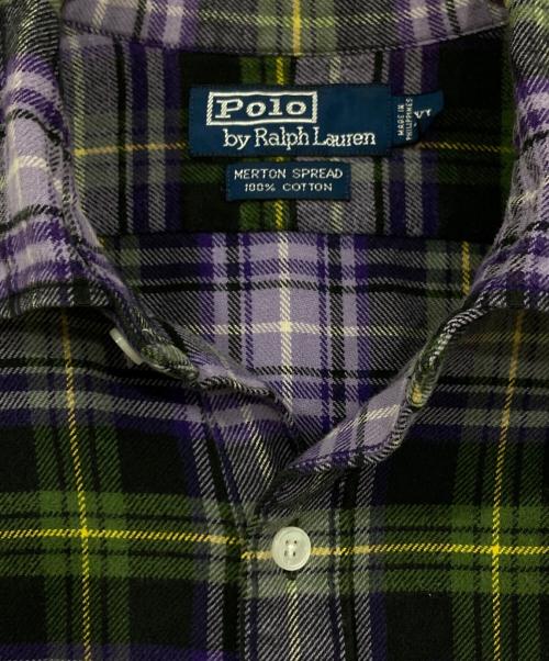 POLO RALPH LAUREN（ポロ・ラルフローレン）POLO RALPH LAUREN (ポロ・ラルフローレン) フランネルシャツ パープル×グリーン サイズ:XLの古着・服飾アイテム