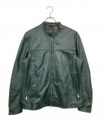 ABAHOUSEアバハウス）の古着「ラムレザーシングルスタンドカラーライダース」｜グリーン
