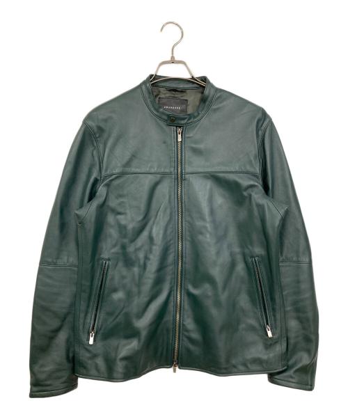 ABAHOUSE（アバハウス）ABAHOUSE (アバハウス) ラムレザーシングルスタンドカラーライダース グリーン サイズ:50の古着・服飾アイテム