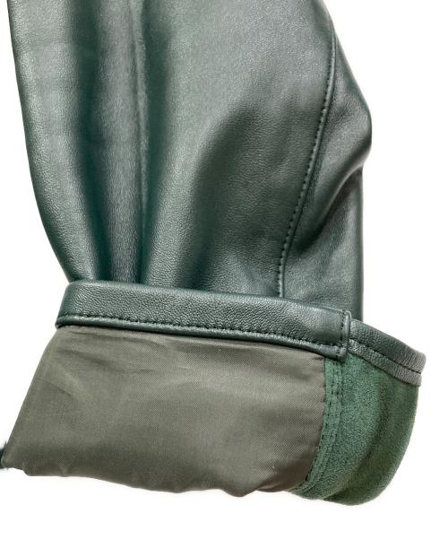 ABAHOUSE（アバハウス）ABAHOUSE (アバハウス) ラムレザーシングルスタンドカラーライダース グリーン サイズ:50の古着・服飾アイテム