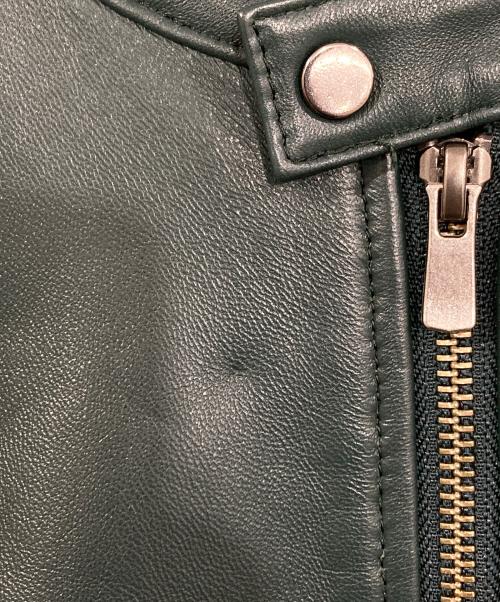 ABAHOUSE（アバハウス）ABAHOUSE (アバハウス) ラムレザーシングルスタンドカラーライダース グリーン サイズ:50の古着・服飾アイテム