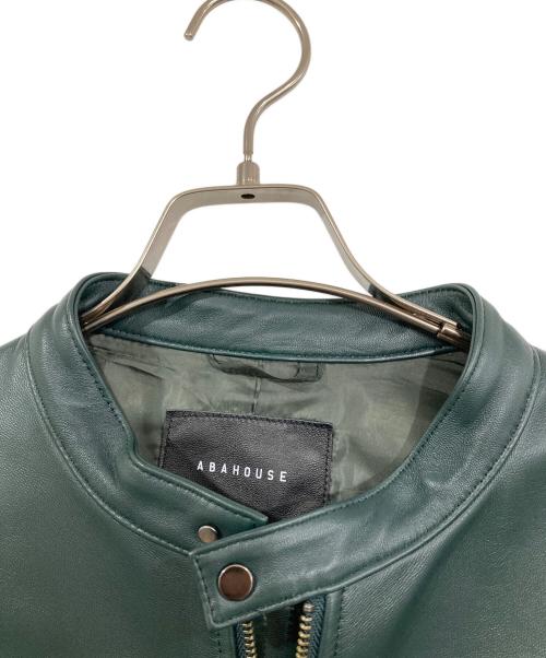 ABAHOUSE（アバハウス）ABAHOUSE (アバハウス) ラムレザーシングルスタンドカラーライダース グリーン サイズ:50の古着・服飾アイテム